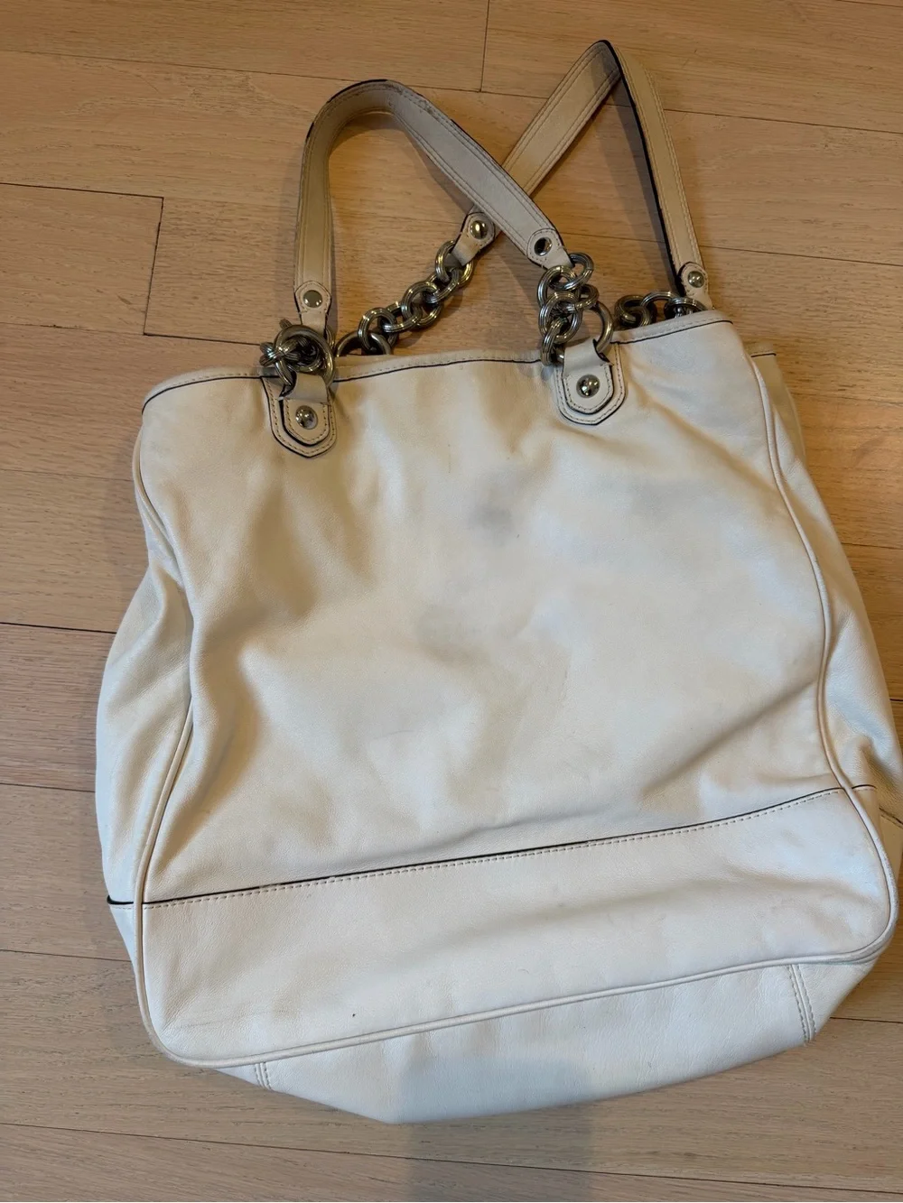 Coach Poppy Pushlock Tote with Front Flap Pocket.